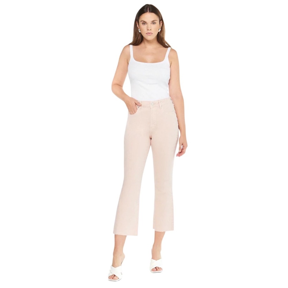 ARTICLES OF SOCIETY Linden High Rise Cropped Flare Jeans Rose Quartz Pink
